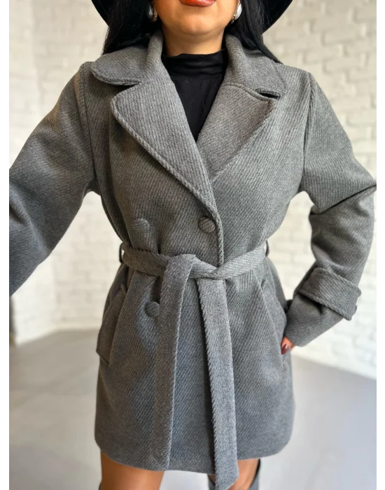 Kadın Kaşmir Dokulu Astarlı Kaşe Kaban