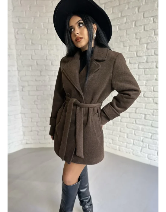 Kadın Kaşmir Dokulu Astarlı Kaşe Kaban