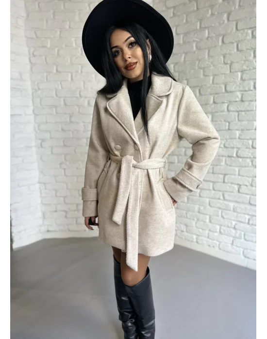 Kadın Kaşmir Dokulu Astarlı Kaşe Kaban