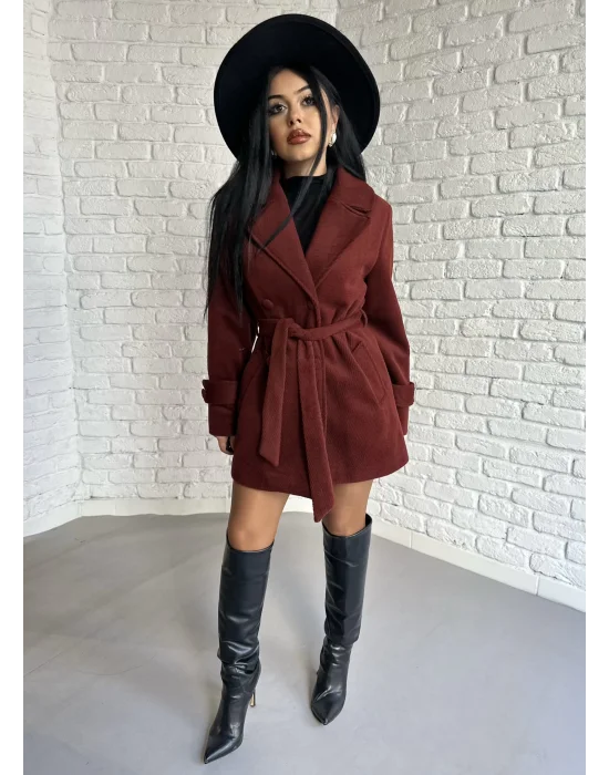 Kadın Kaşmir Dokulu Astarlı Kaşe Kaban