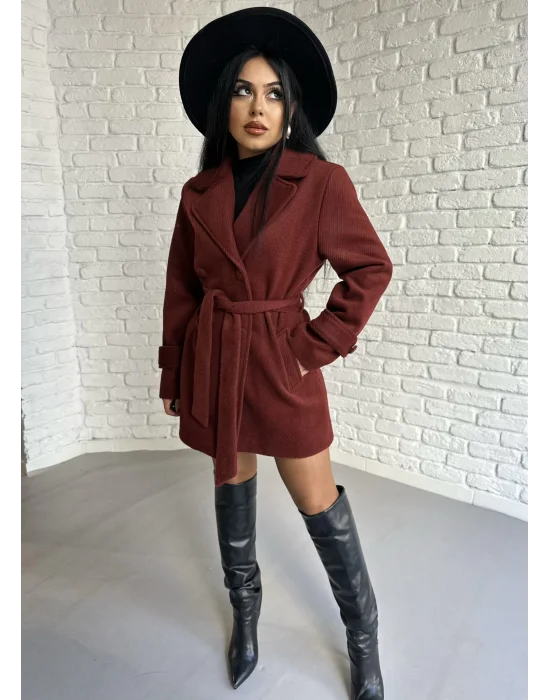 Kadın Kaşmir Dokulu Astarlı Kaşe Kaban