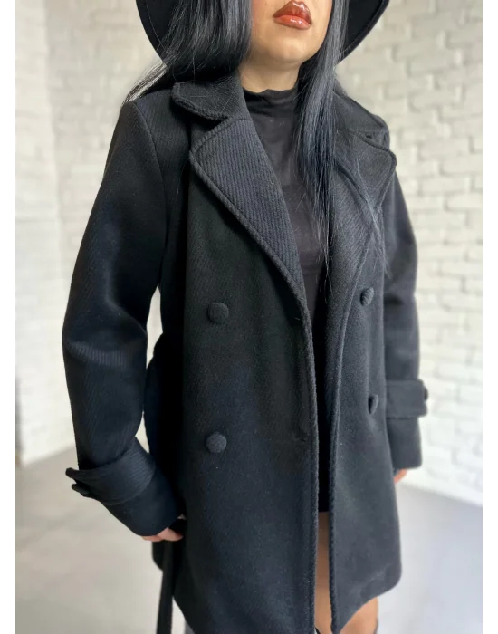 Kadın Kaşmir Dokulu Astarlı Kaşe Kaban