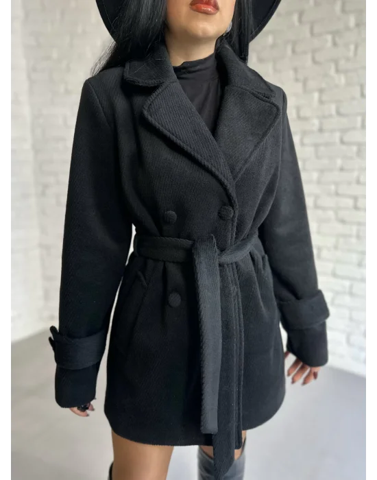 Kadın Kaşmir Dokulu Astarlı Kaşe Kaban