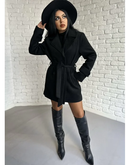 Kadın Kaşmir Dokulu Astarlı Kaşe Kaban