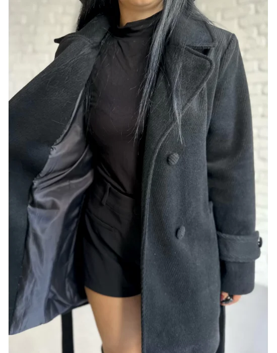 Kadın Kaşmir Dokulu Astarlı Kaşe Kaban