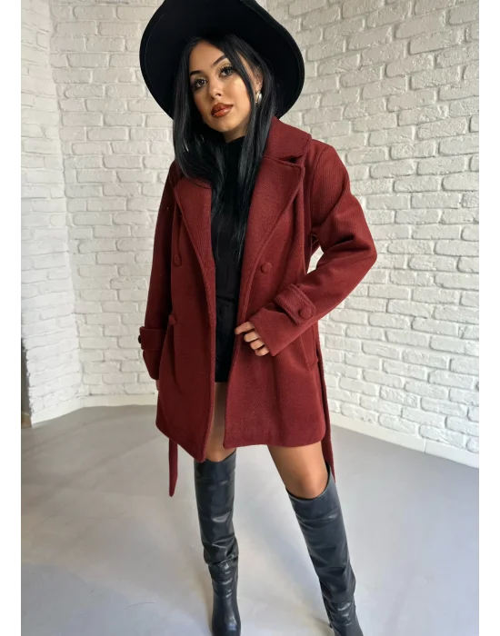 Kadın Kaşmir Dokulu Astarlı Kaşe Kaban