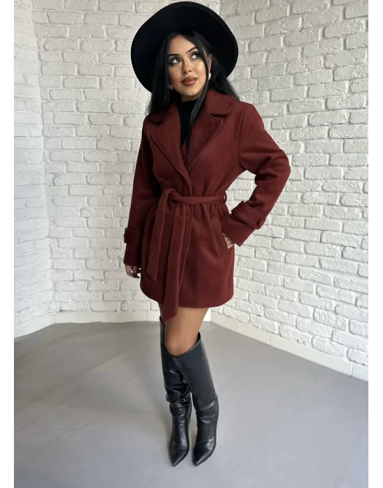 Kadın Kaşmir Dokulu Astarlı Kaşe Kaban