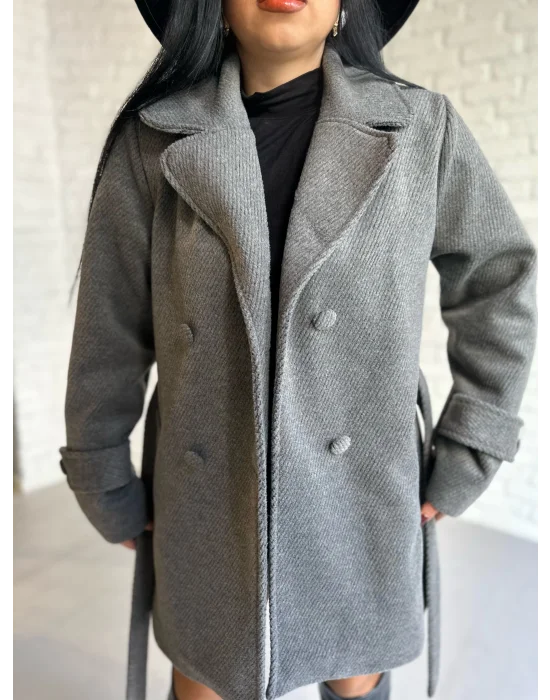 Kadın Kaşmir Dokulu Astarlı Kaşe Kaban