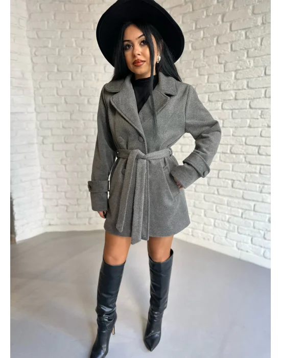 Kadın Kaşmir Dokulu Astarlı Kaşe Kaban