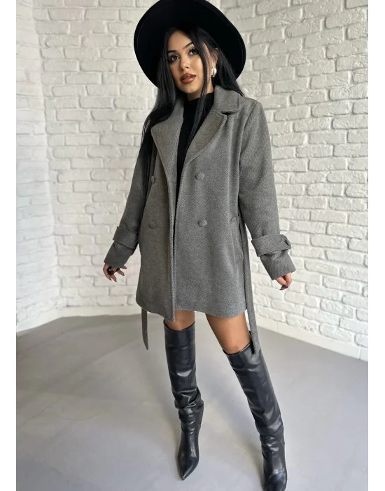 Kadın Kaşmir Dokulu Astarlı Kaşe Kaban