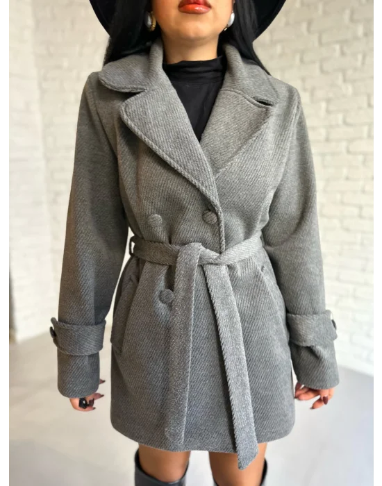 Kadın Kaşmir Dokulu Astarlı Kaşe Kaban