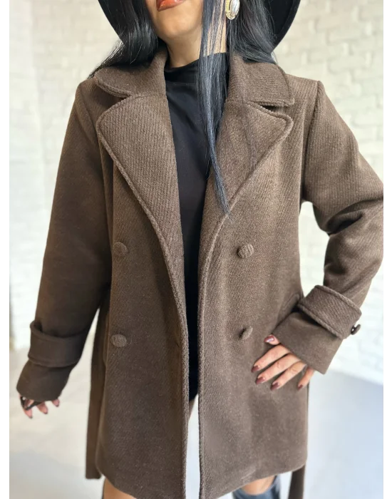 Kadın Kaşmir Dokulu Astarlı Kaşe Kaban