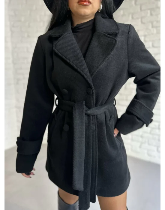 Kadın Kaşmir Dokulu Astarlı Kaşe Kaban