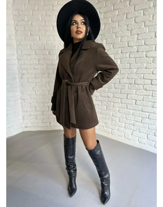 Kadın Kaşmir Dokulu Astarlı Kaşe Kaban