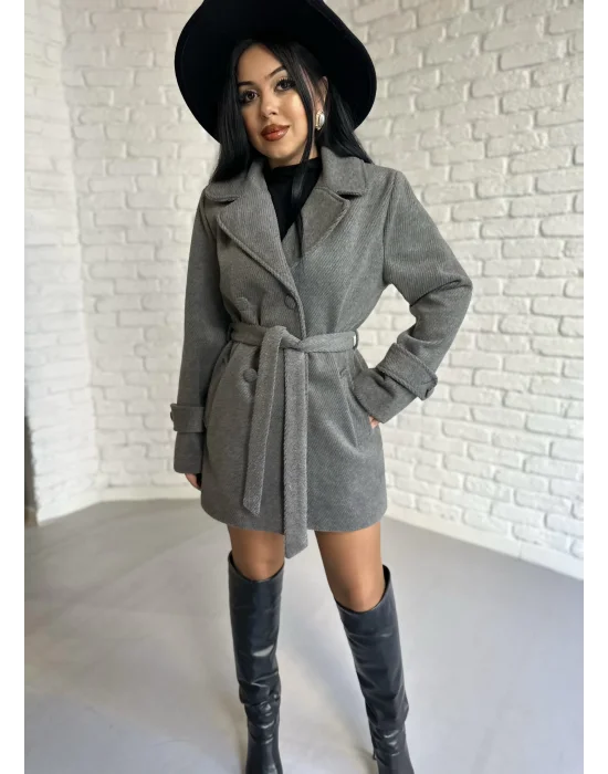 Kadın Kaşmir Dokulu Astarlı Kaşe Kaban