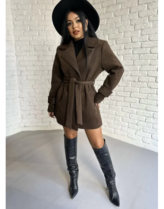 Kadın Kaşmir Dokulu Astarlı Kaşe Kaban