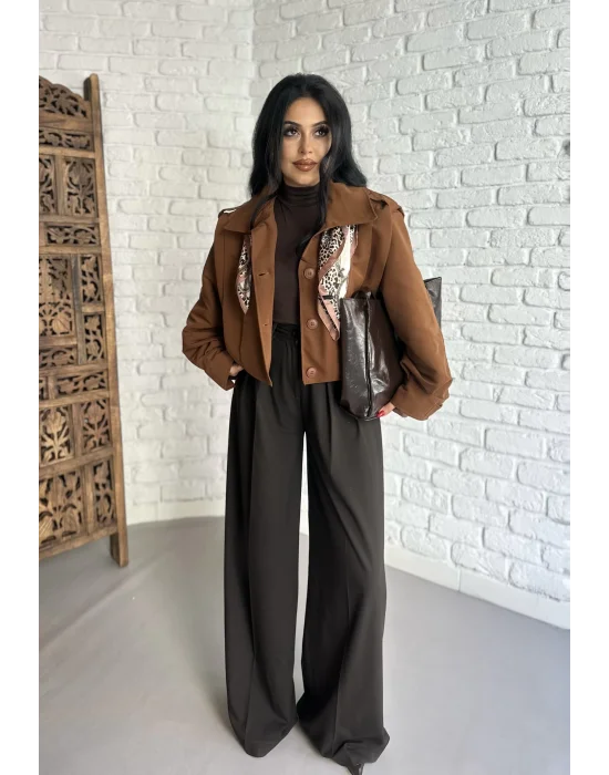 Kadın Kısa Pile Detaylı Trençkot