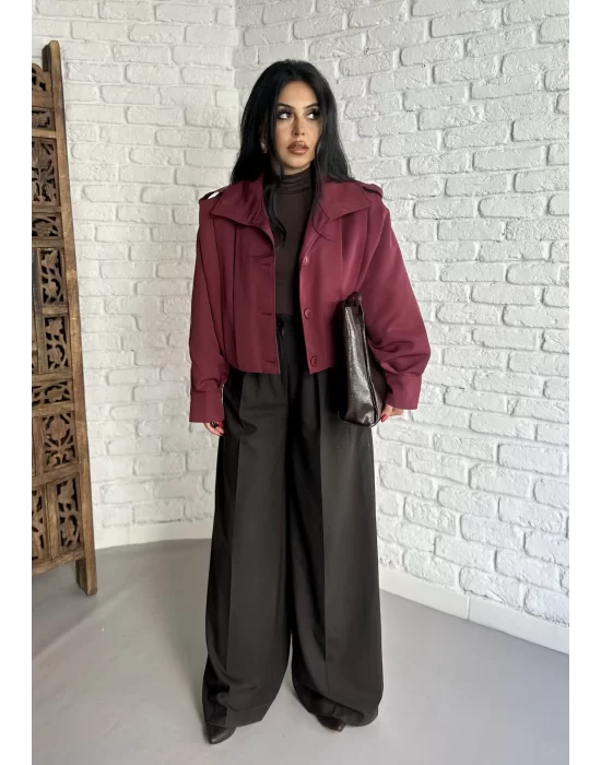 Kadın Kısa Pile Detaylı Trençkot