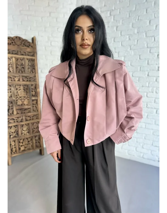 Kadın Kısa Pile Detaylı Trençkot