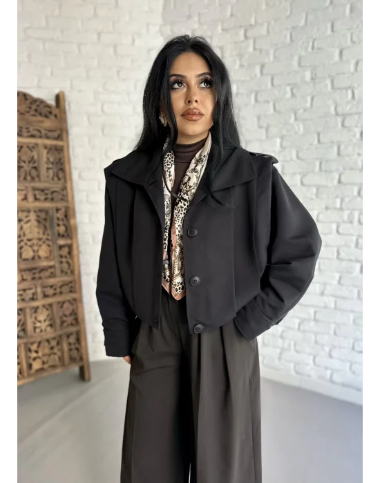 Kadın Kısa Pile Detaylı Trençkot