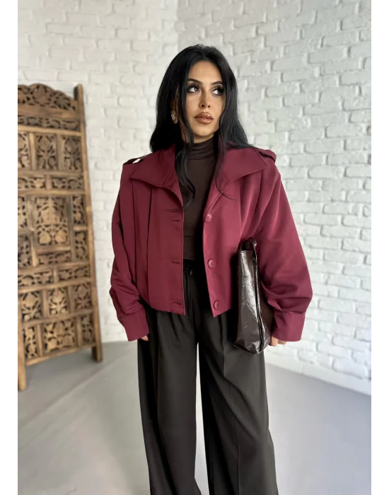 Kadın Kısa Pile Detaylı Trençkot