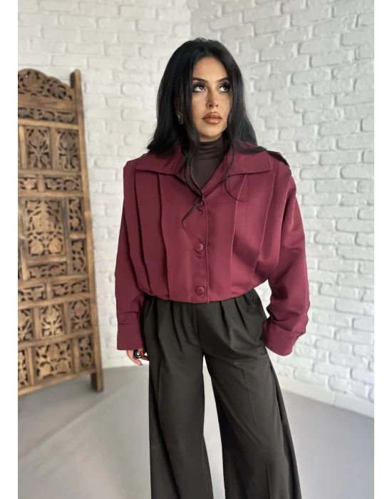 Kadın Kısa Pile Detaylı Trençkot