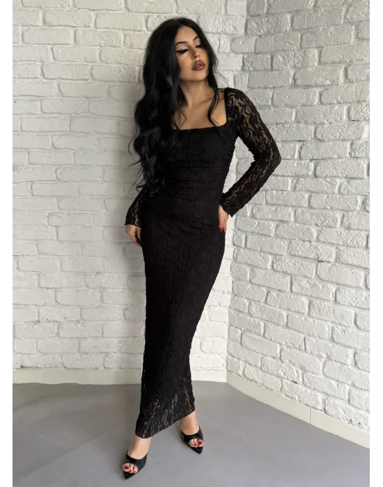 Kadın Korse Detaylı Dantel Uzun Elbise