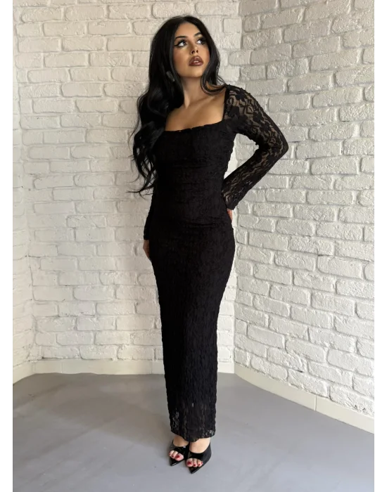 Kadın Korse Detaylı Dantel Uzun Elbise