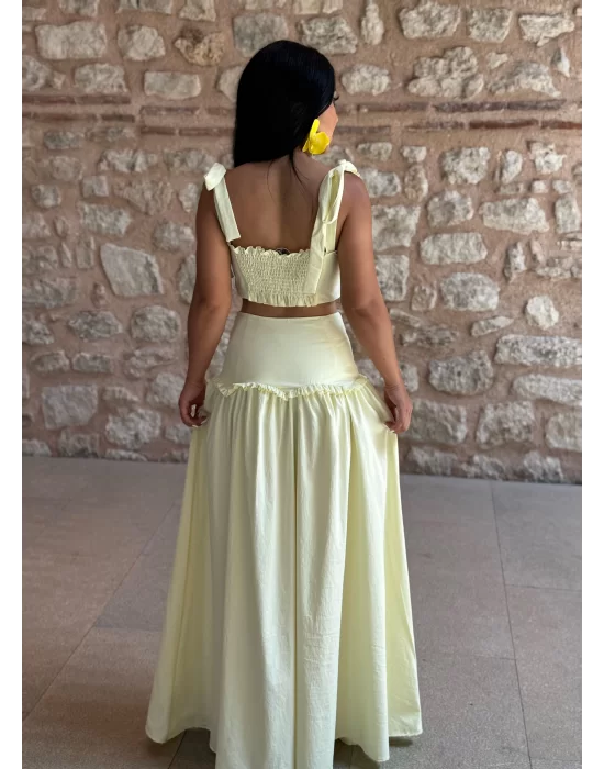 Kadın Omuz Fiyonklu Poplin İkili Takım
