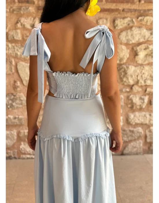 Kadın Omuz Fiyonklu Poplin İkili Takım