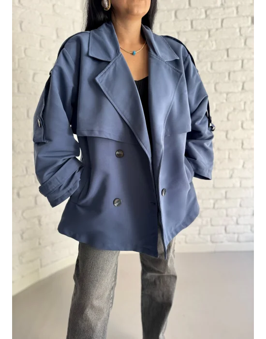 Kadın Oversize Kuşaklı Astarlı Premium Trençkot