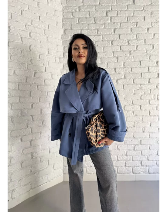 Kadın Oversize Kuşaklı Astarlı Premium Trençkot