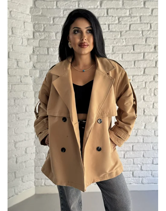 Kadın Oversize Kuşaklı Astarlı Premium Trençkot