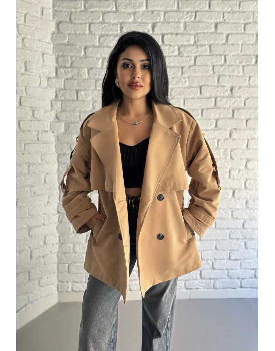 Kadın Oversize Kuşaklı Astarlı Premium Trençkot