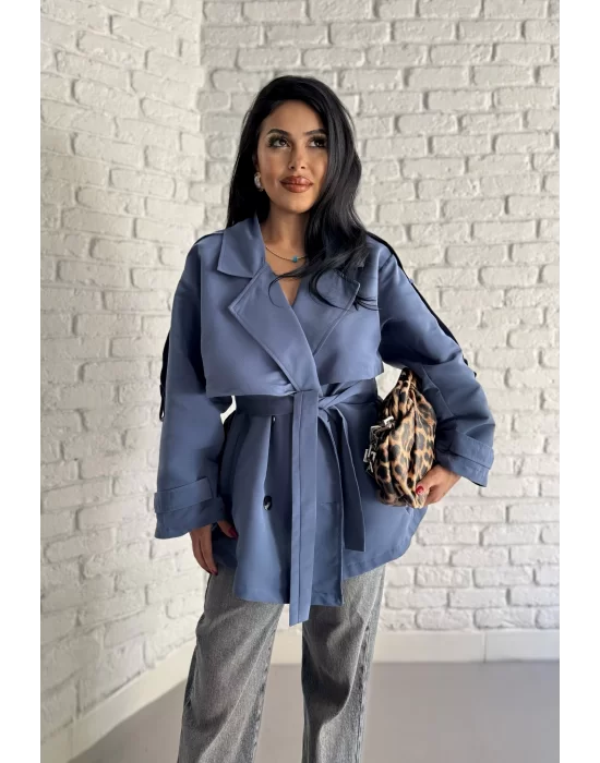 Kadın Oversize Kuşaklı Astarlı Premium Trençkot