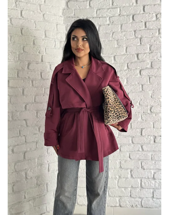 Kadın Oversize Kuşaklı Astarlı Premium Trençkot