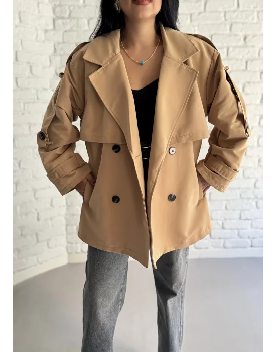 Kadın Oversize Kuşaklı Astarlı Premium Trençkot