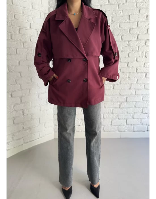 Kadın Oversize Kuşaklı Astarlı Premium Trençkot