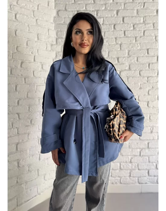Kadın Oversize Kuşaklı Astarlı Premium Trençkot
