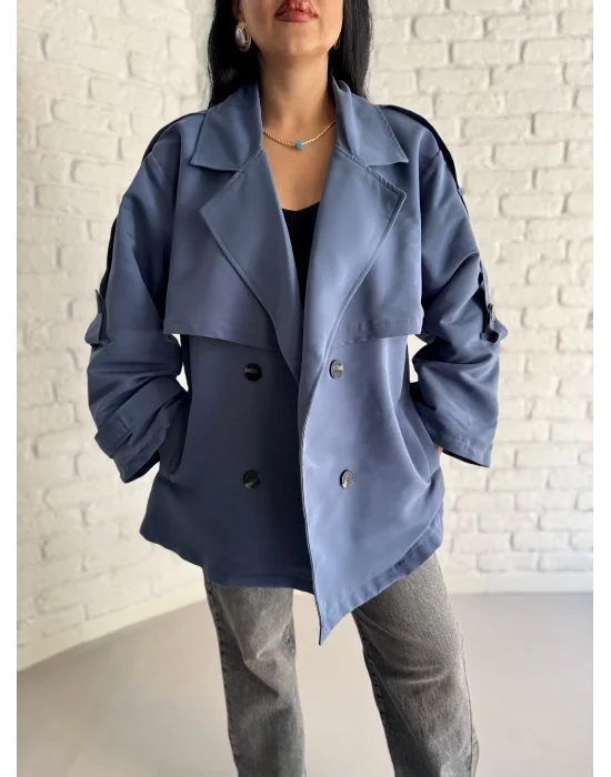 Kadın Oversize Kuşaklı Astarlı Premium Trençkot