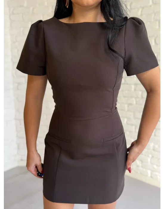 Kadın PİLİLİ Cepli  Kısa Elbise