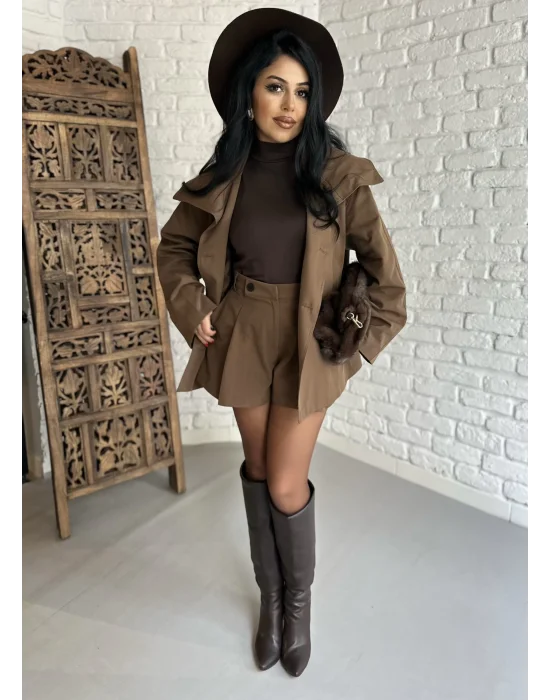 Kadın Premium Trençkot Ve Şort Takım