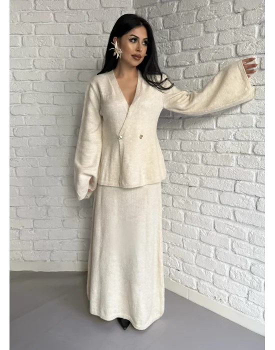 Kadın Triko Hırka Ve Max Boy Etek Takım