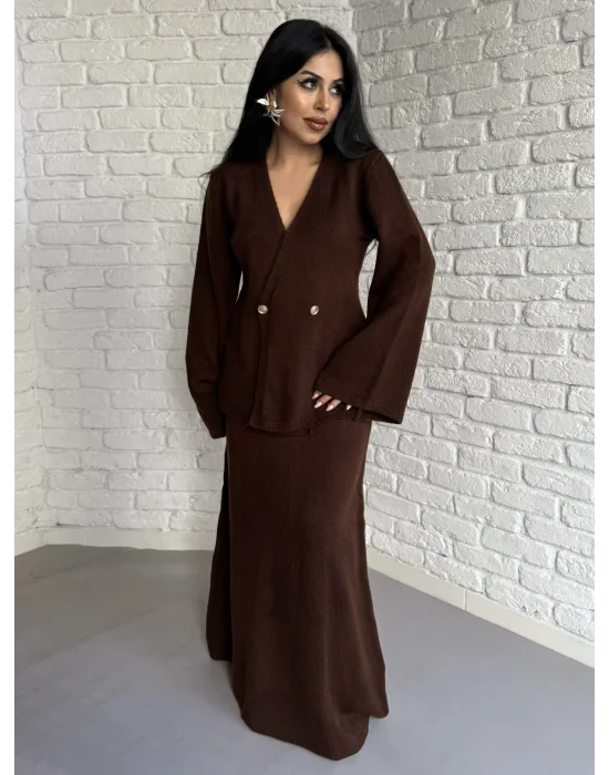 Kadın Triko Hırka Ve Max Boy Etek Takım