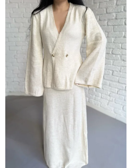 Kadın Triko Hırka Ve Max Boy Etek Takım