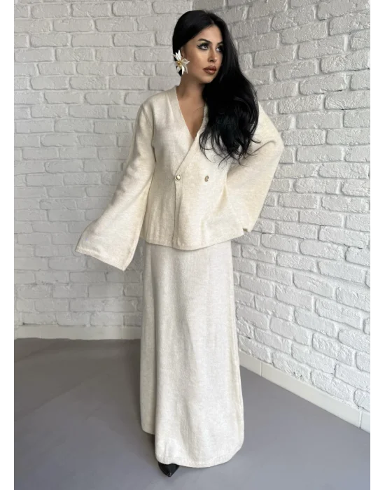 Kadın Triko Hırka Ve Max Boy Etek Takım