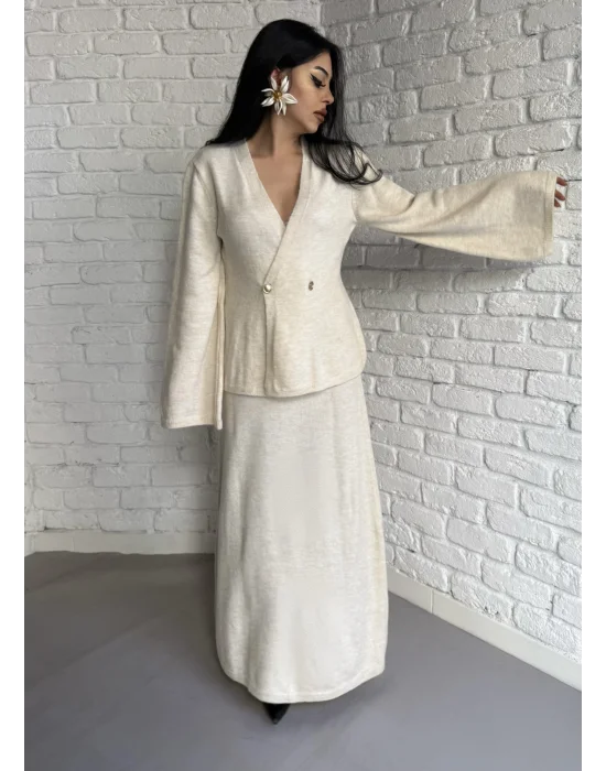 Kadın Triko Hırka Ve Max Boy Etek Takım