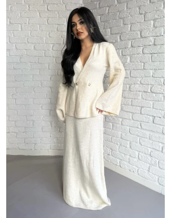 Kadın Triko Hırka Ve Max Boy Etek Takım