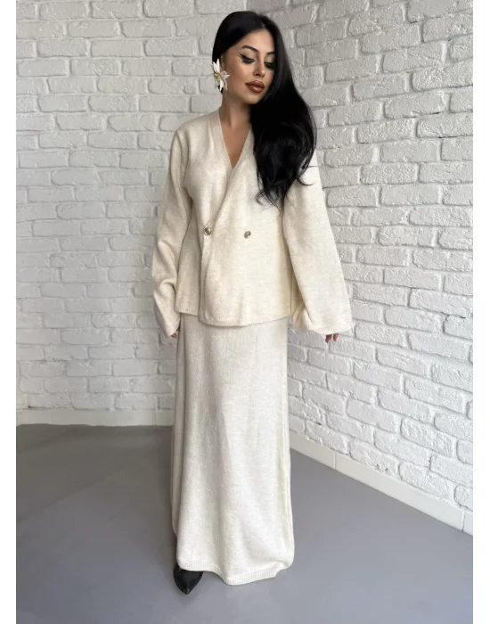 Kadın Triko Hırka Ve Max Boy Etek Takım