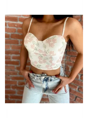 Kadın Askılı Göğüs Destekli Çiçekli Büstiyer